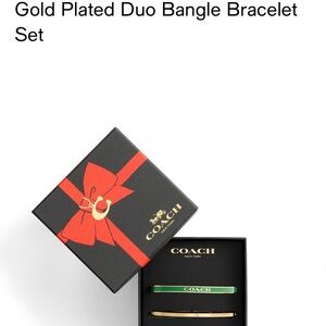Coach Gold and Green Bangle Bracelet Set